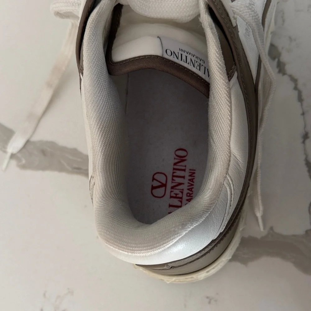 Valentino Garavani Cream and Brown/Green Casual Sneakers Size 10 - Picture 8 of 9